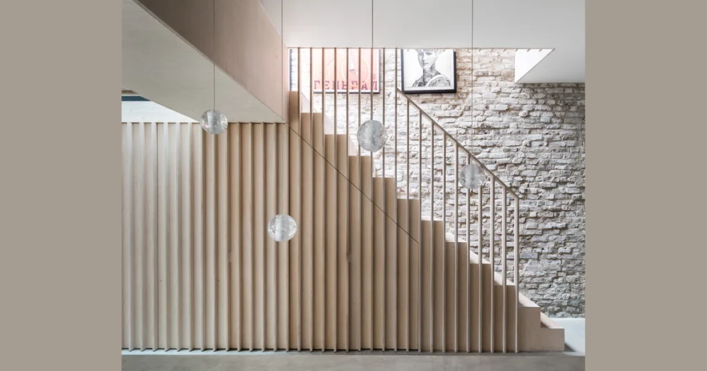 Minimalist Solid Wood Panel Railing