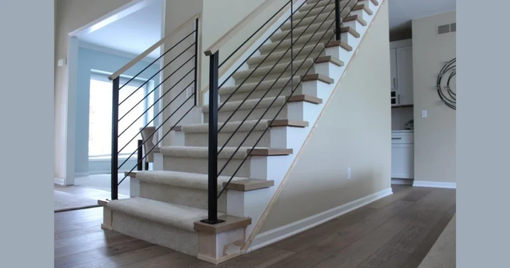 Metal and Wood Combination Stair Railing