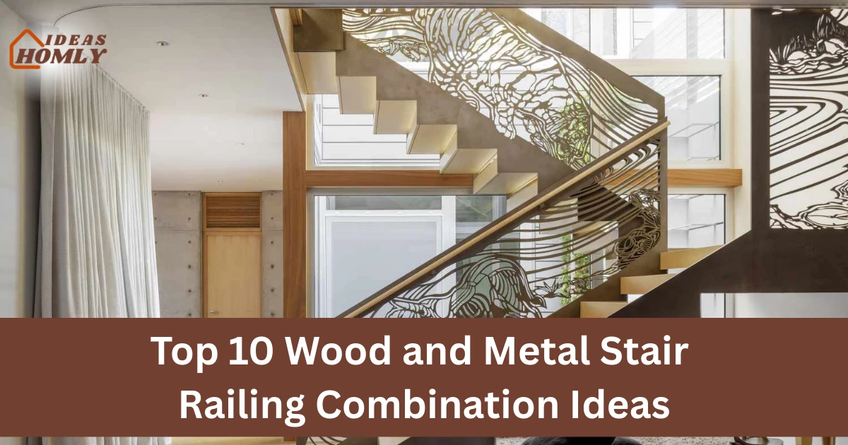 wood and metal stair railing combination ideas