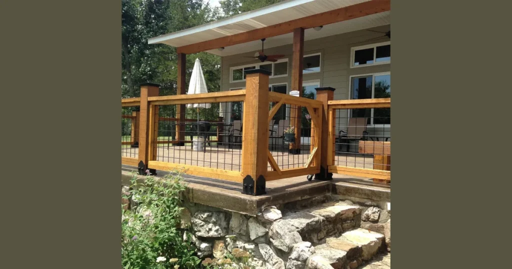 Cable Railing with Wooden Frame for Rustic Deck Style