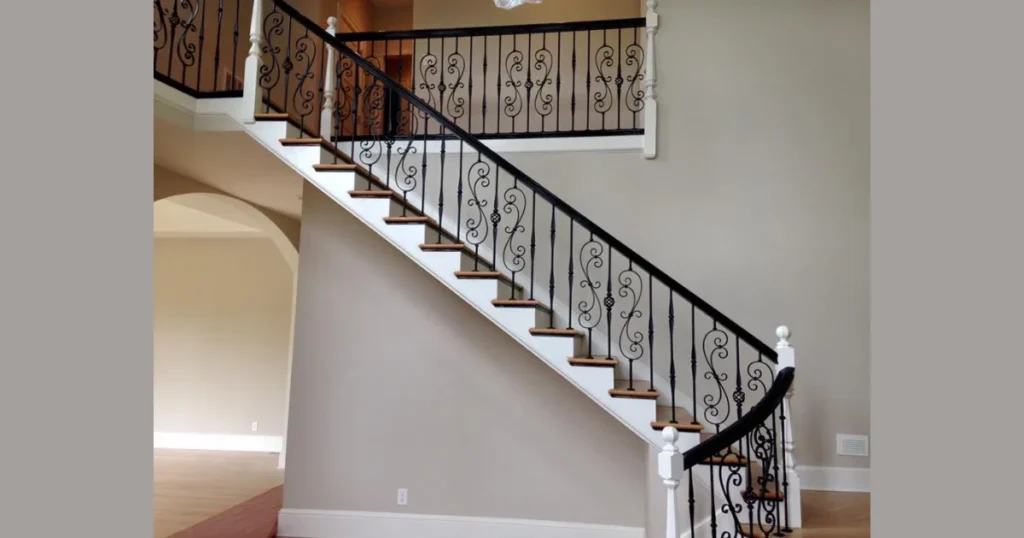 Wooden Railing with Metal Accents for a Balanced Design