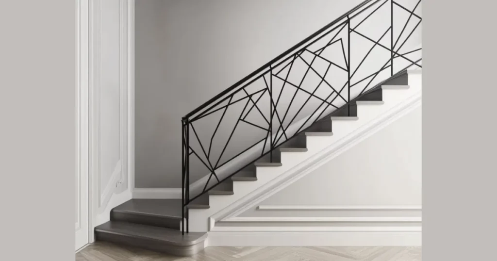 Geometric Pattern Metal Railing for Statement Stairs
