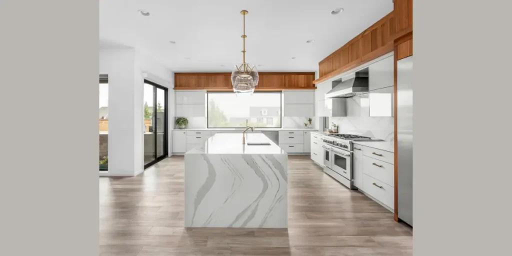 Waterfall Edge Kitchen Island Countertop