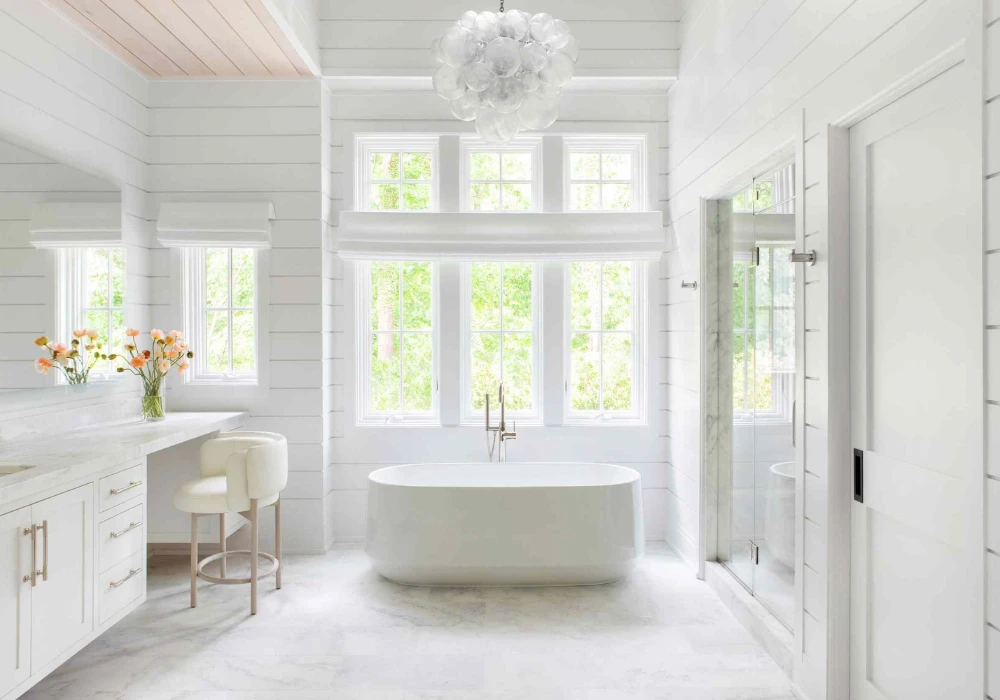 All White Bathroom Color Idea for Minimal Look 