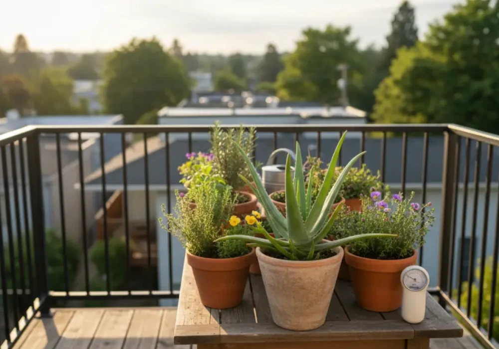 Aloe Vera and Medicinal Plant Balcony Setup