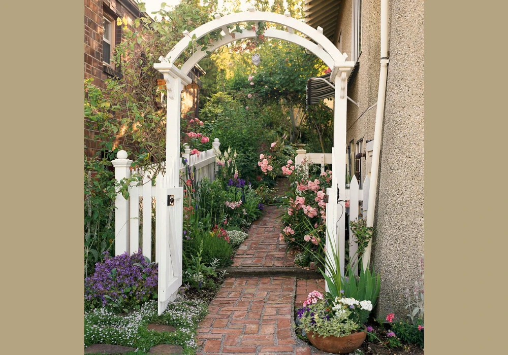 Arched Trellis Over the Entry Path
