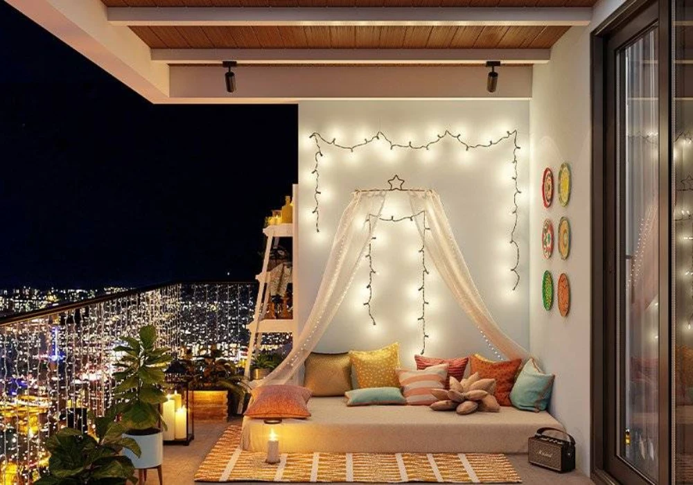 Balcony DIY Ornament Hanging Setup