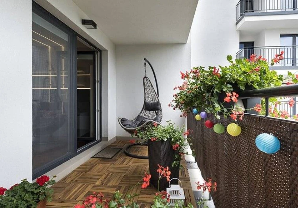 Balcony Floor Makeover with Rugs or Tiles