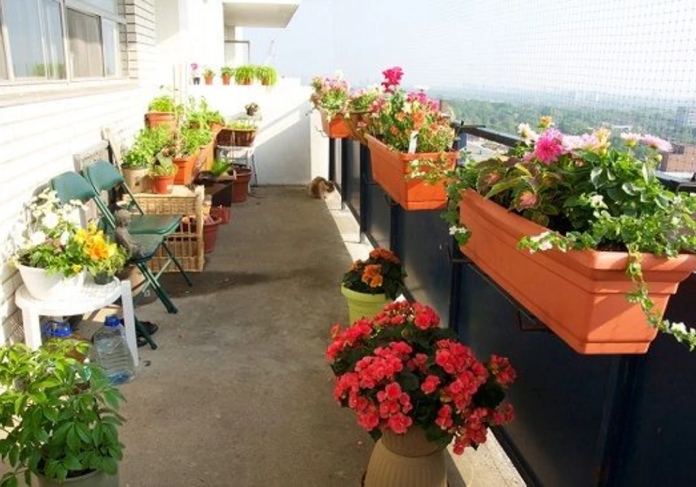 Balcony Flower Pot Ideas with Railing Planters Setup