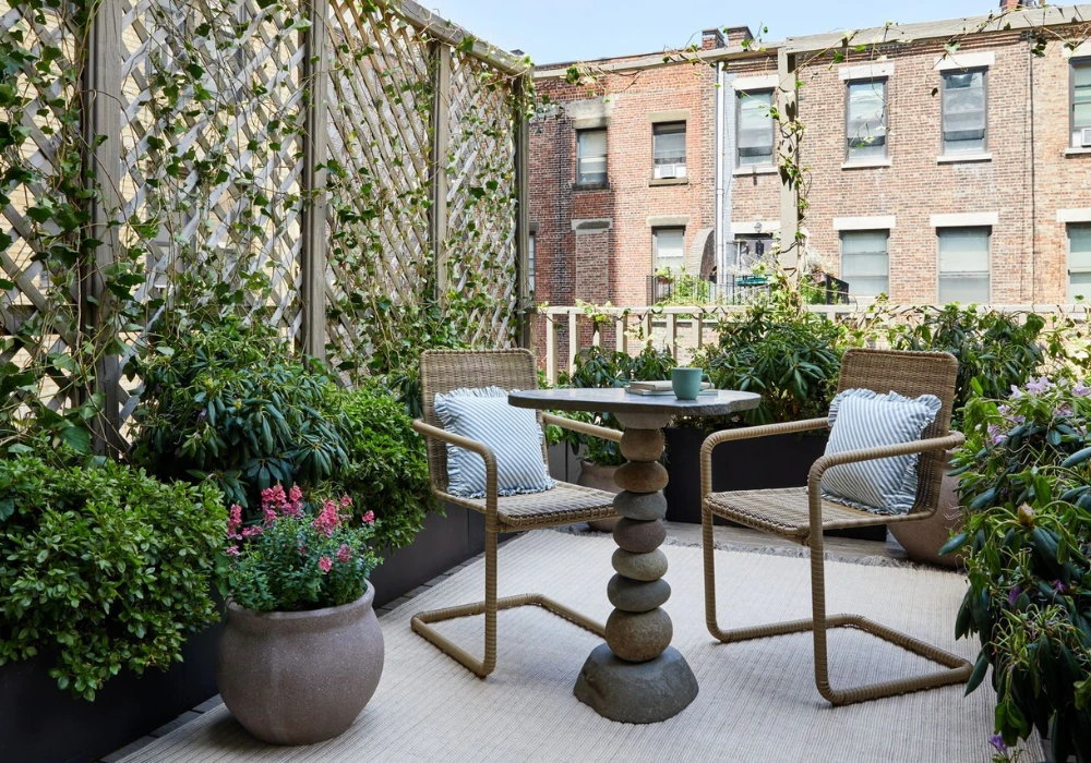 Balcony Greenery and Seating Combo Set Ideas
