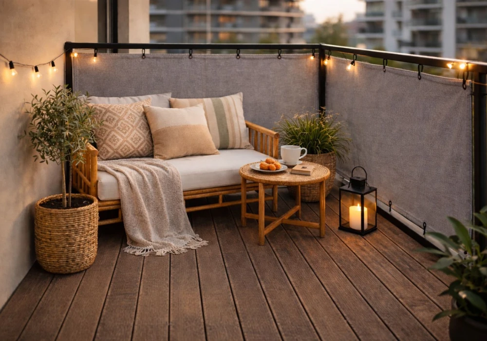 Balcony Inspiration Patio with Privacy Screen Setup