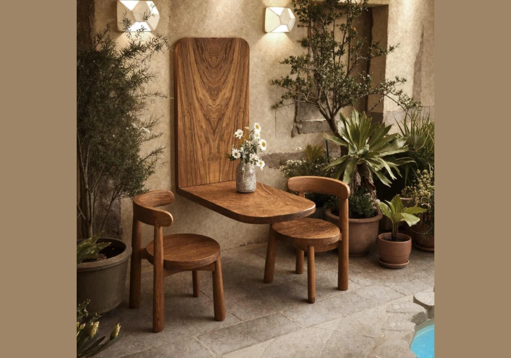 Balcony Patio Coffee Corner with Wall-Mounted Table