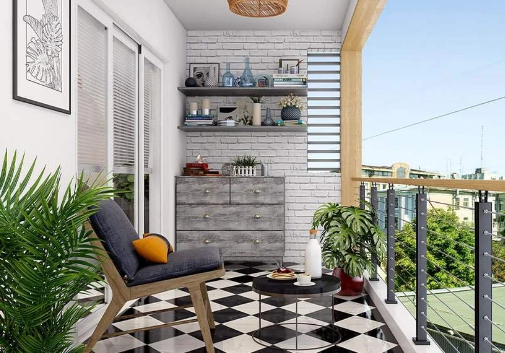 Balcony Patio with Compact Storage Solutions