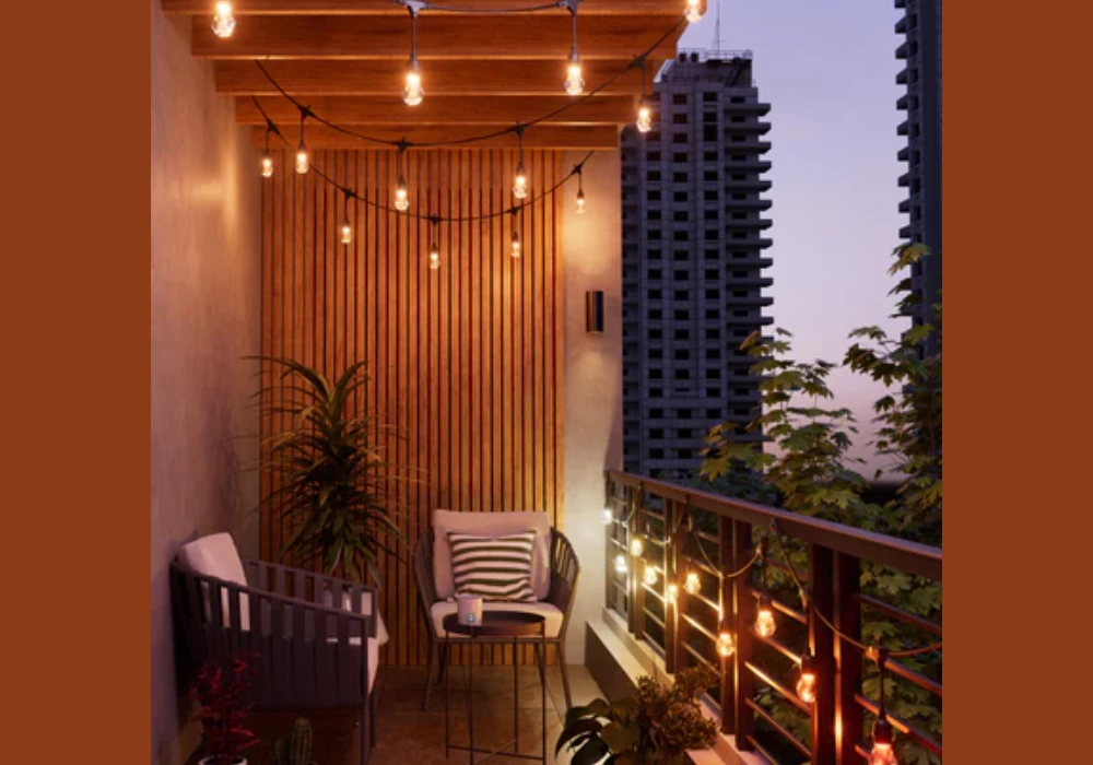 Balcony Patio with String Lights