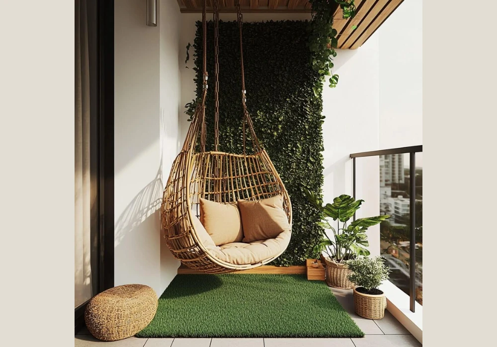 Balcony Swing Chair Set Ideas for Relaxing Corners