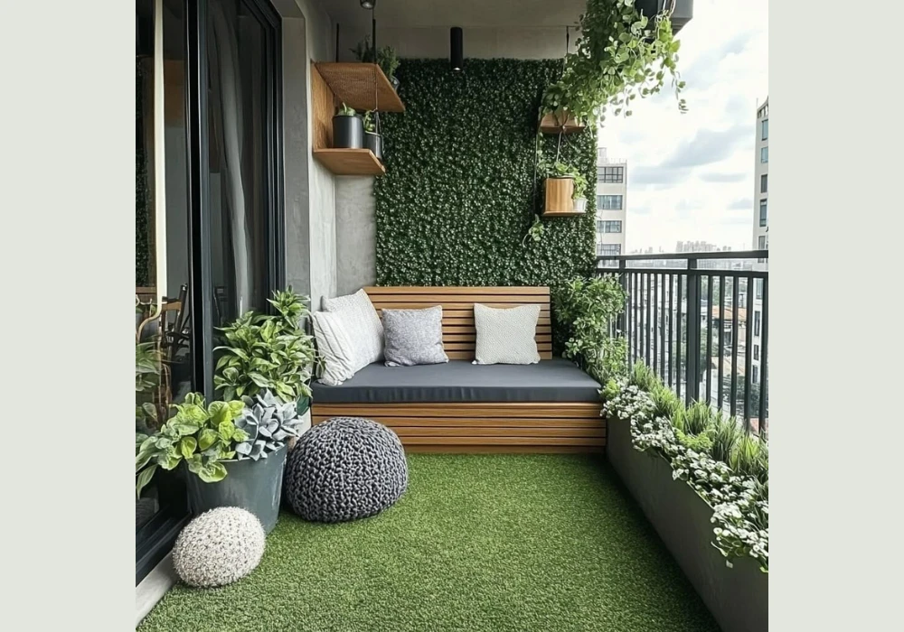 Balcony mini garden ideas with mixed plants