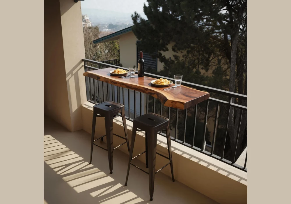 Bar Stool Seating with Railing Table