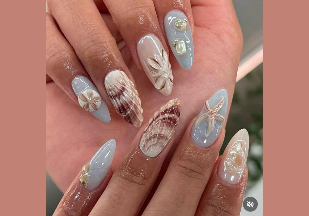 Beach-Inspired Ocean Wave Summer Nail Art Ideas