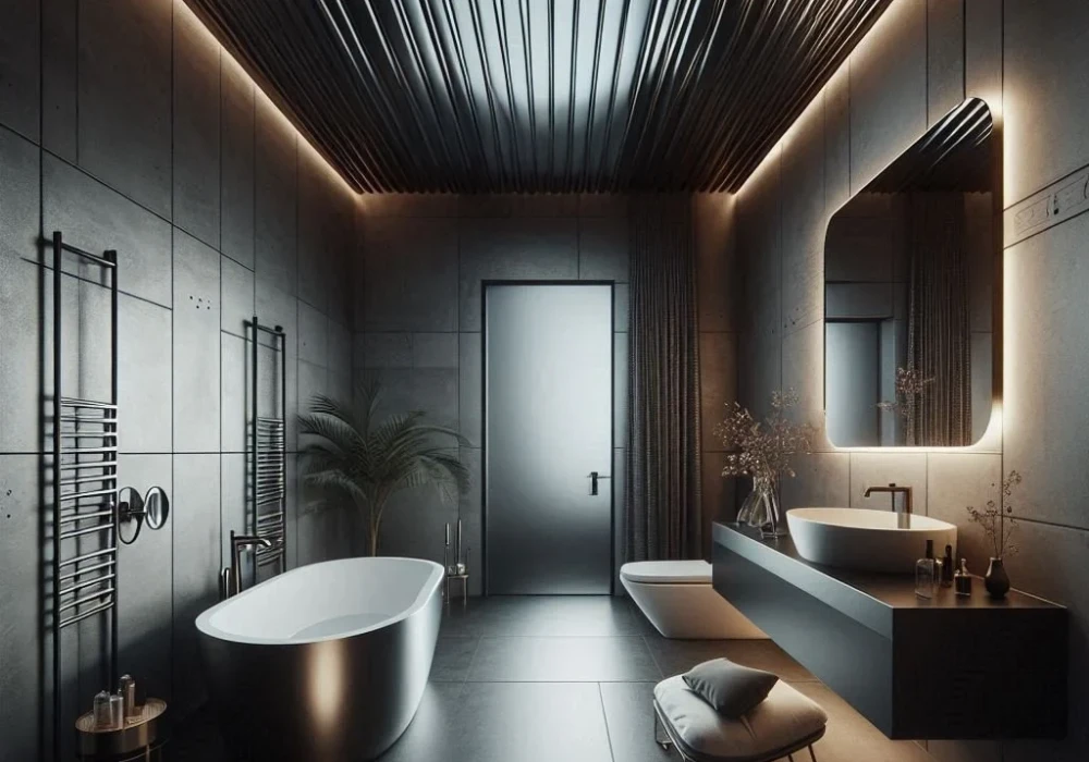 Black Bathroom Ceiling Accent Design for Bold Style