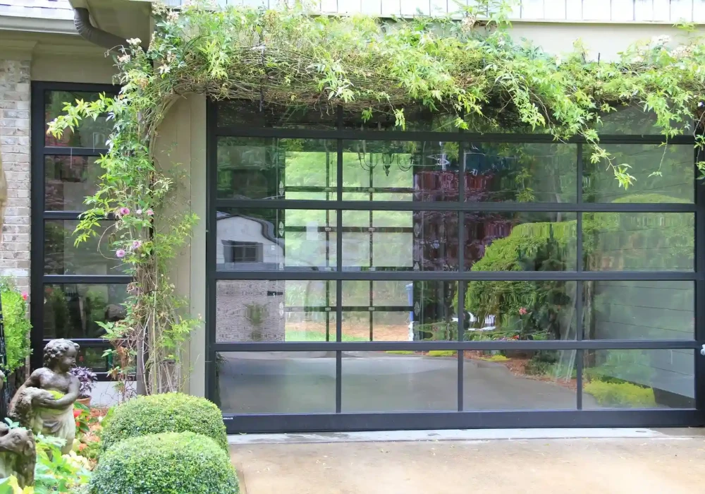 Black Frame Trellis Over Garage Door Ideas for Bold Contrast