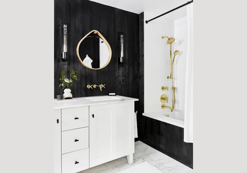 Black and White Bathroom Color Idea for Strong Contrast