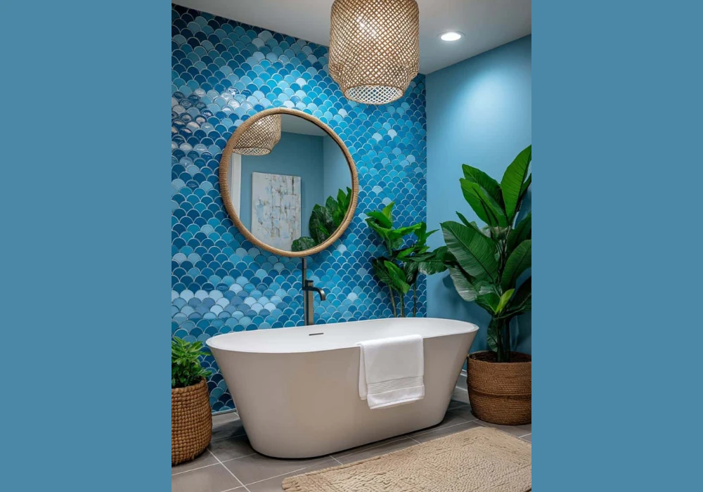 Blue and Green Mosaic Tiles for a Spa Feel