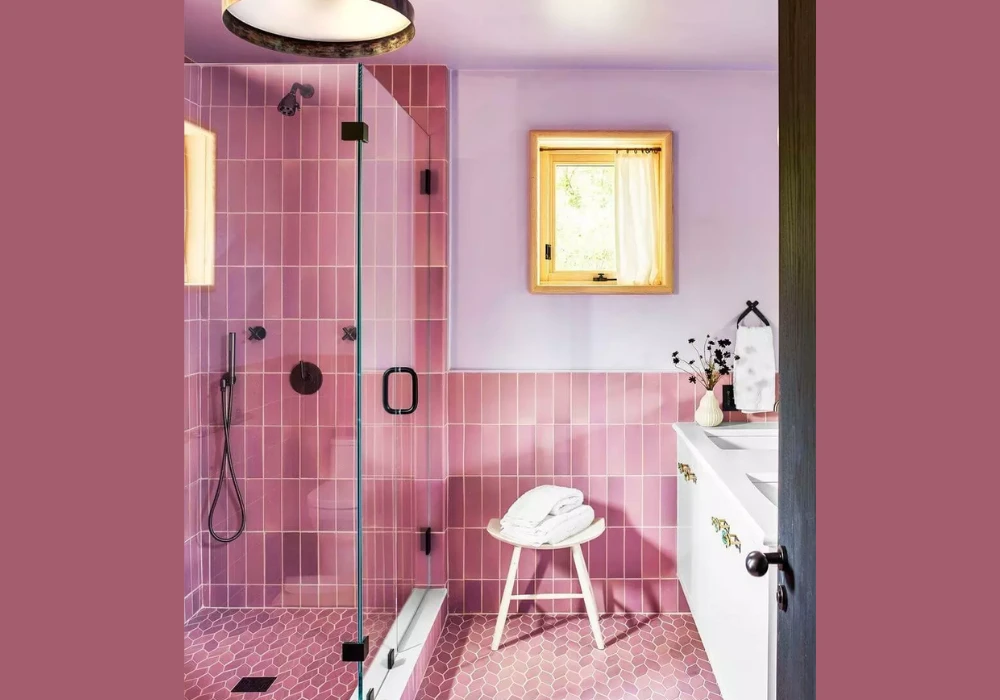 Blush Pink Shower Area Tiles