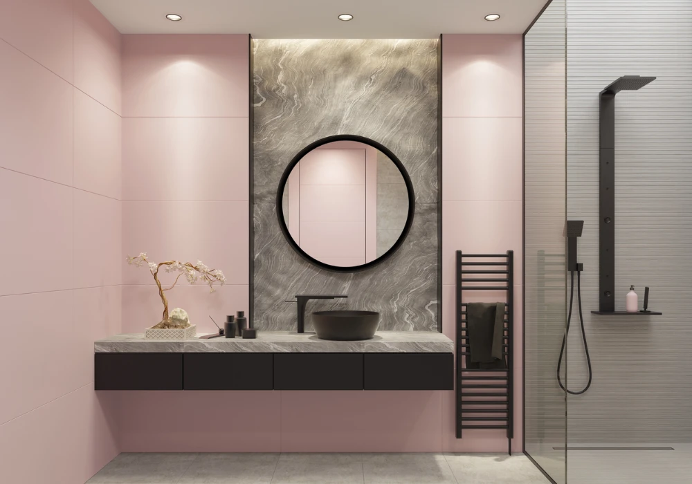 Blush Pink and Grey Modern Bathroom