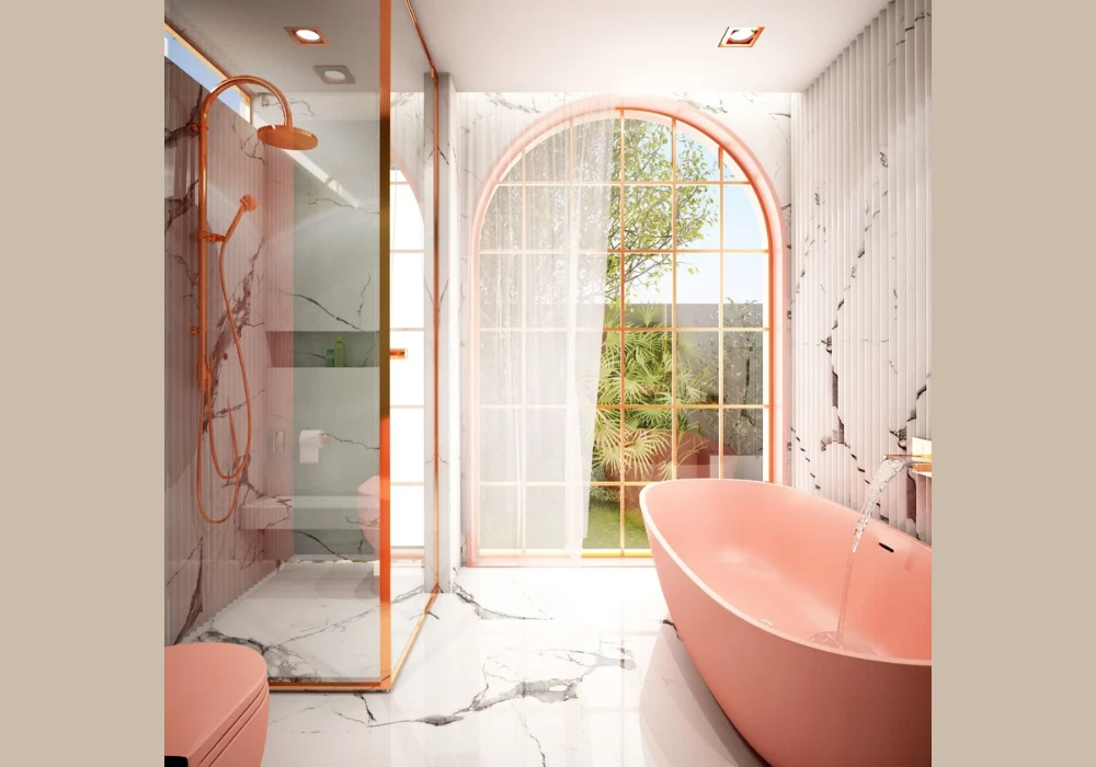 Blush Pink with Glass and Mirror Effects