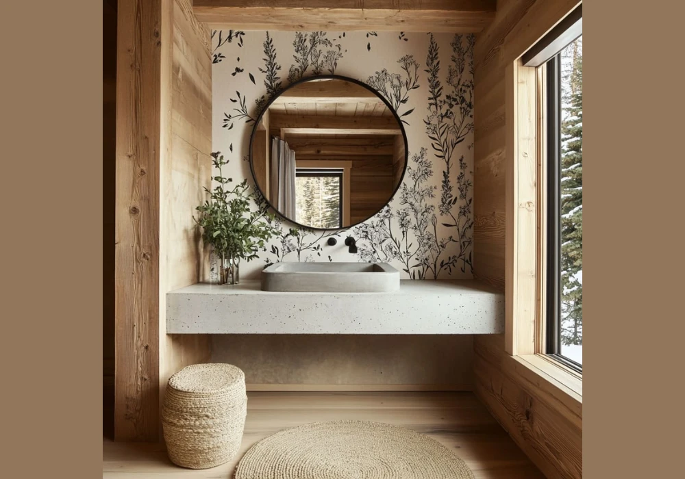 Botanical Wallpaper for Fresh Natural Bathroom Style