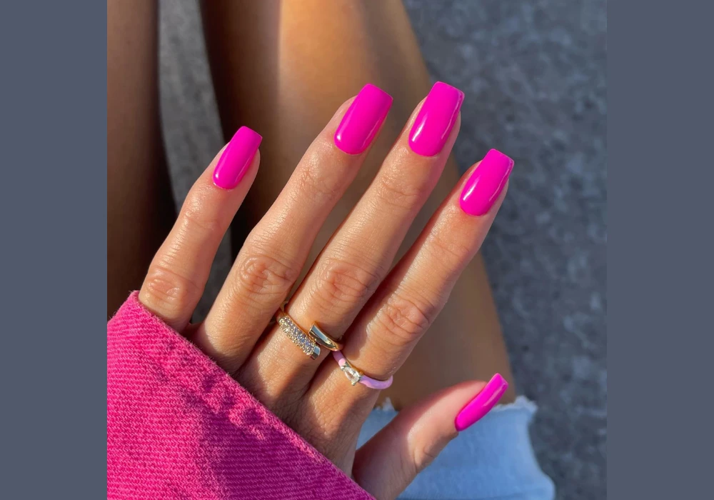 Bright Neon Pink Acrylic Nails