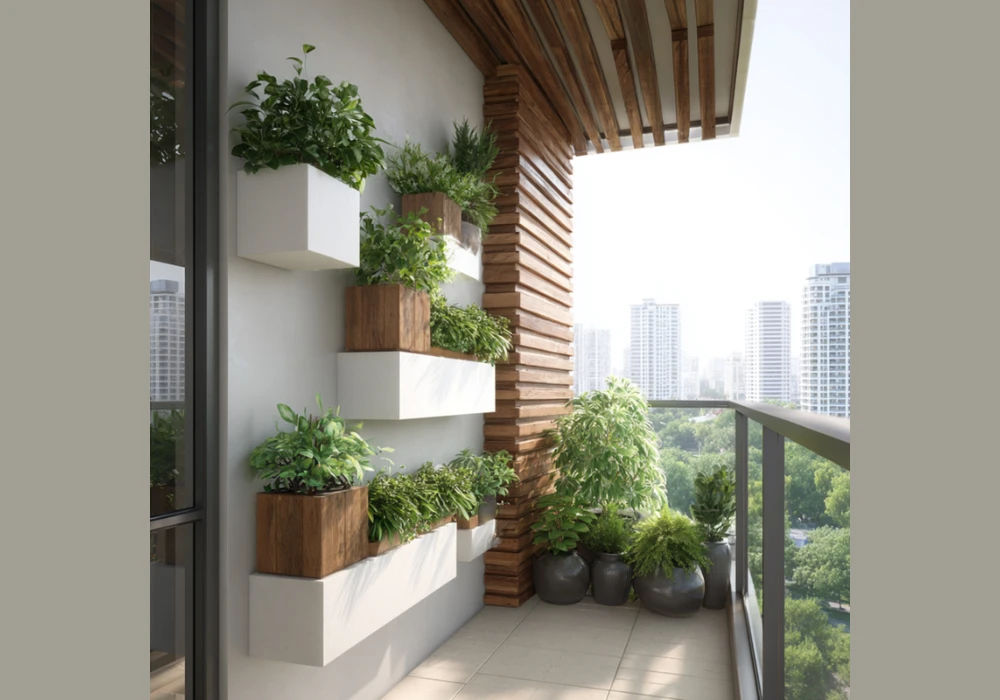 Ceramic Pot Arrangement for Clean Modern Balcony Style