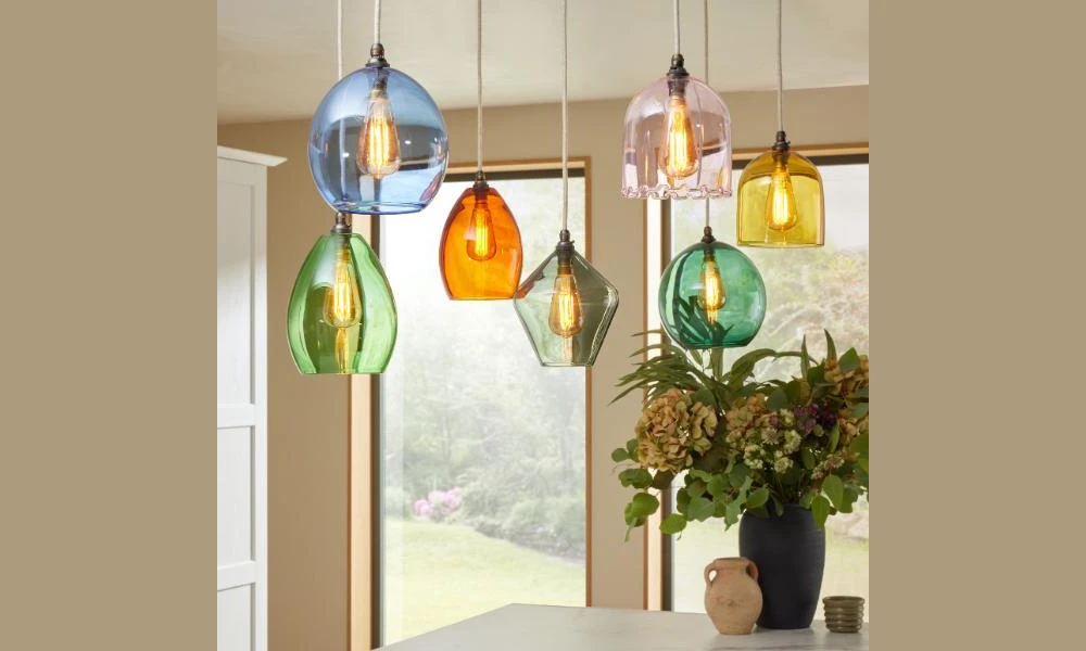 Chandeliers with Colorful Glass Shades