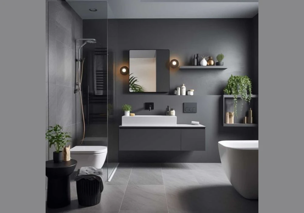 Charcoal Grey Bathroom Wall Color for Modern Contrast
