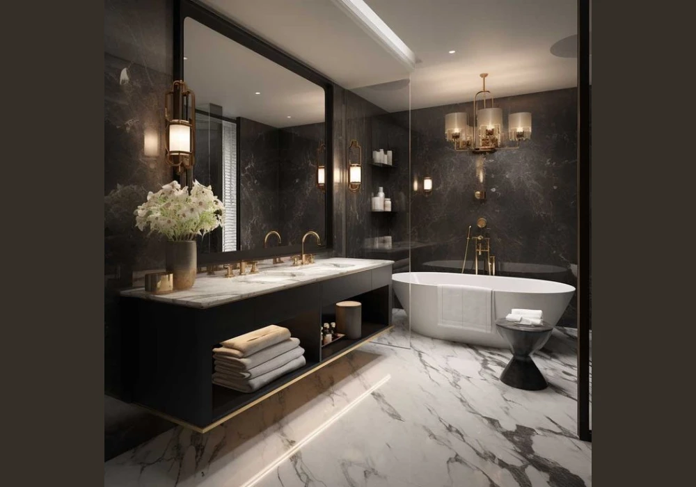 Charcoal and Gold Bathroom for a Luxury Feel