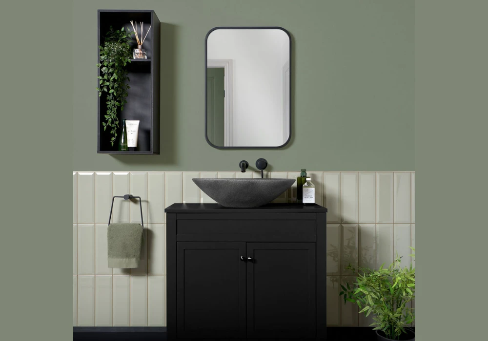 Charcoal and Sage Green Bathroom