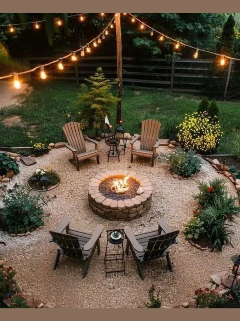 Circular Pea Gravel Fire Pit Zones