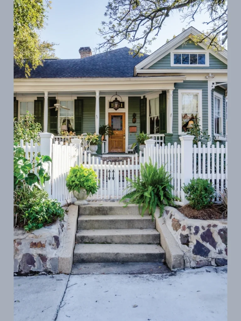 Classic White Picket Porch Fence