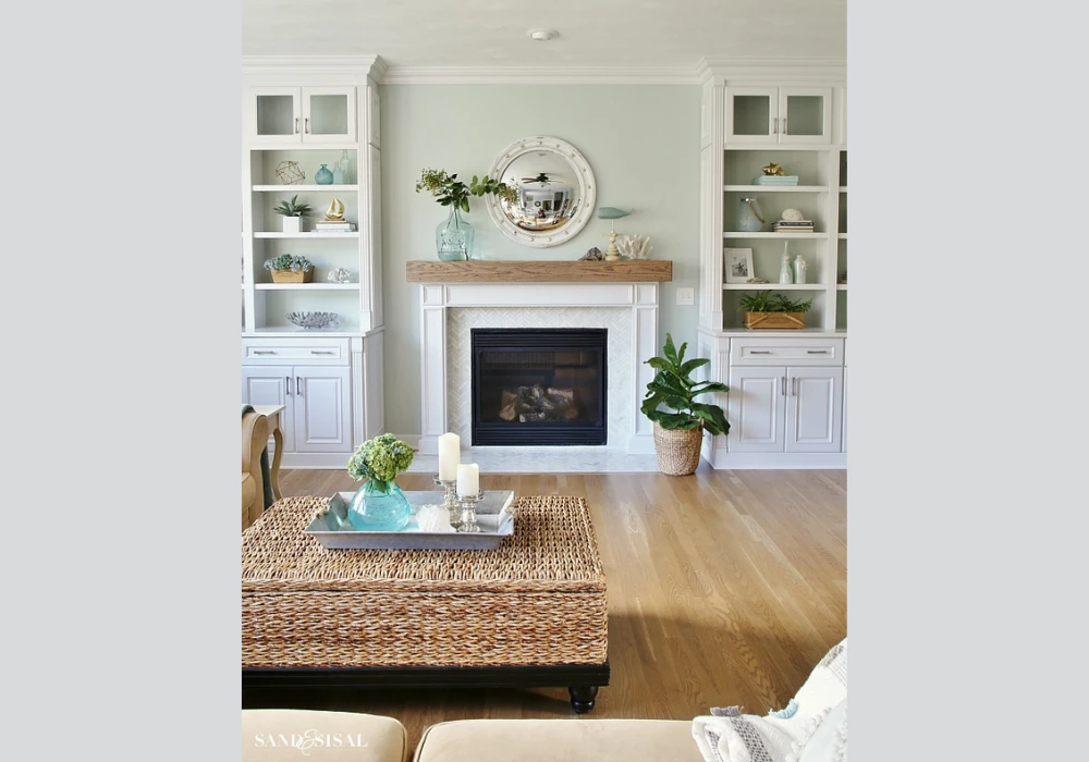 Coastal-inspired summer mantel decor ideas with soft tones
