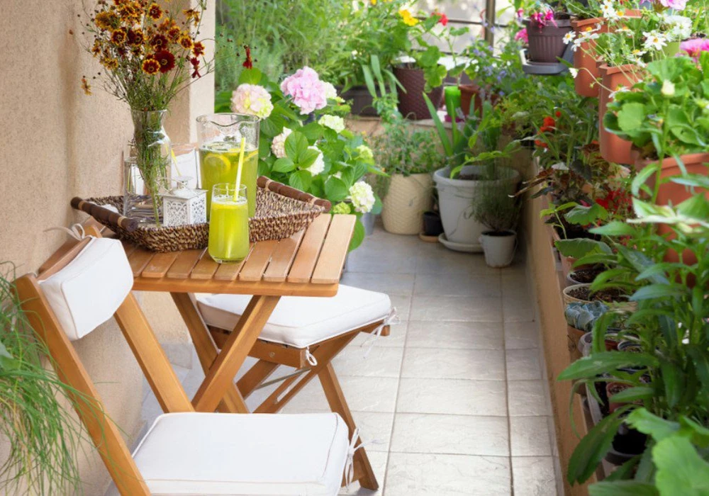 Corner Plant Stand Arrangement for Organized Balcony Garden