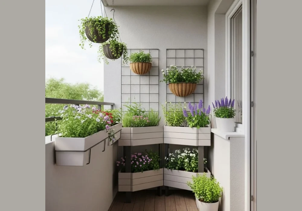 Corner Stack Planters for Unused Space Utilization