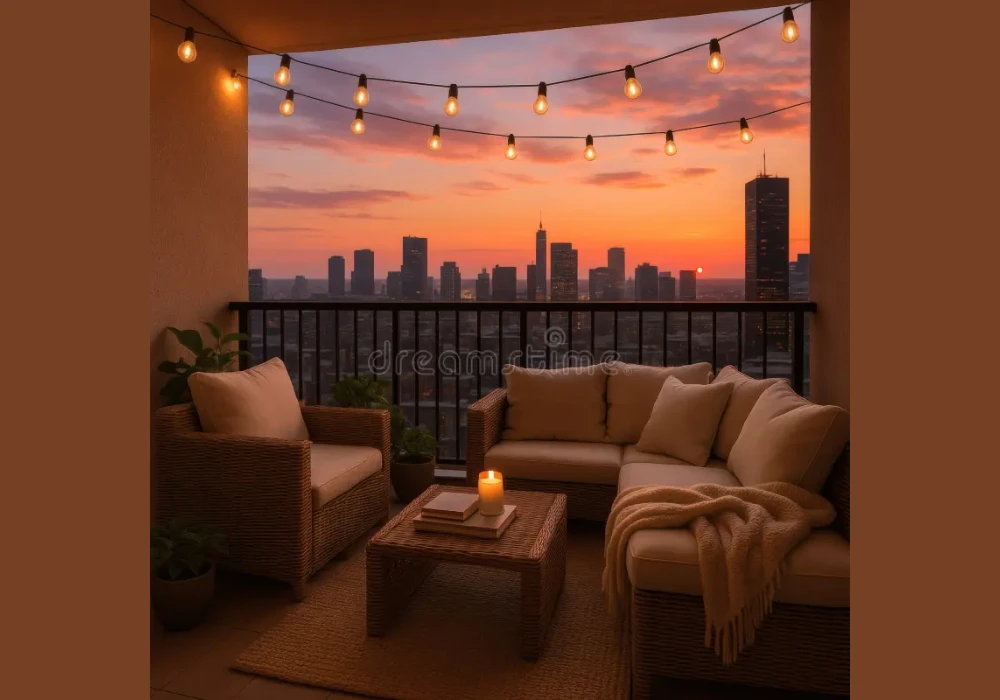 Cozy Balcony Seating for Christmas Evenings
