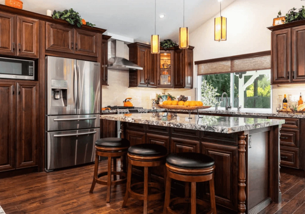 Dark Walnut Wood Kitchen Design