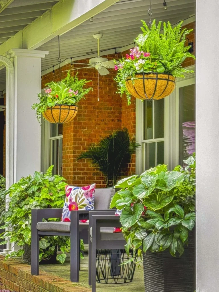 Elegant Hanging Porch Baskets