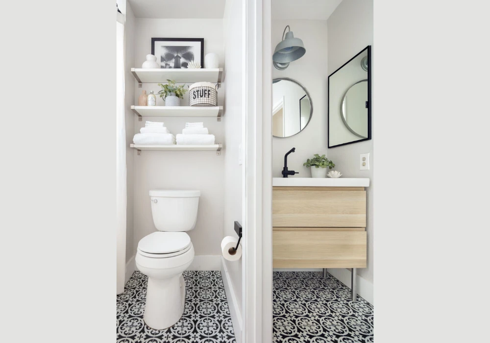 Floating Shelves Above the Toilet