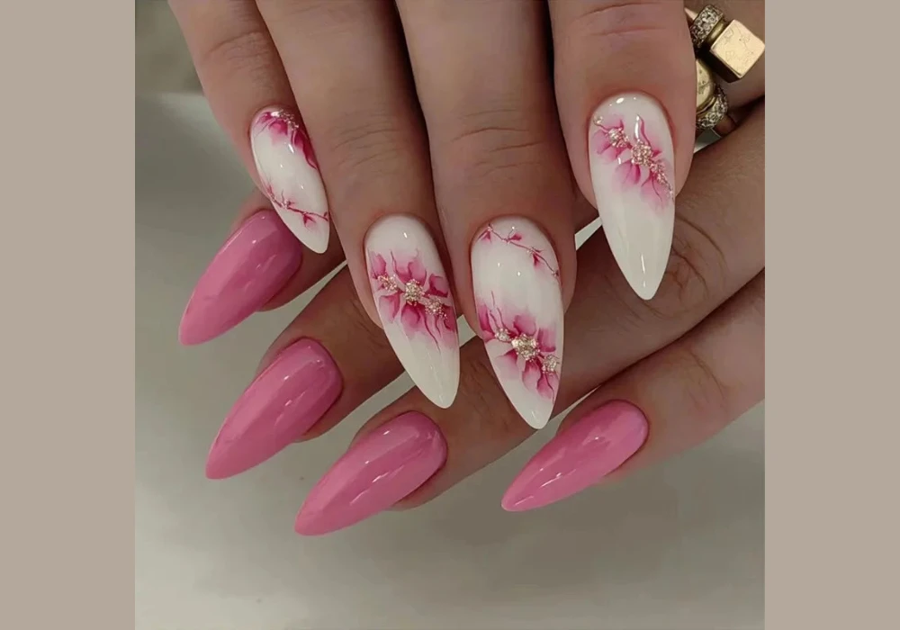 Floral Pattern Long Nails