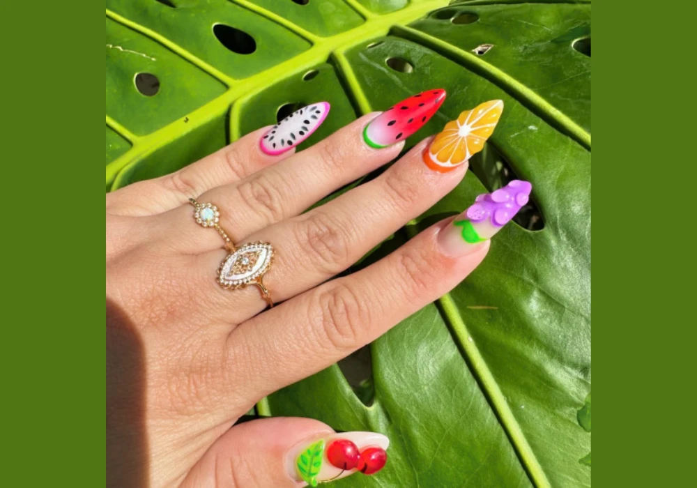 Fruit-Inspired Long Nail Art
