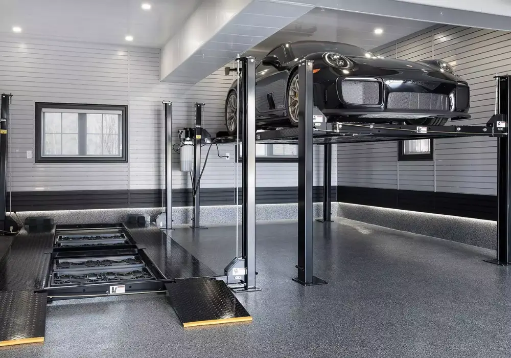 Garage Lift with Built-In Workstation