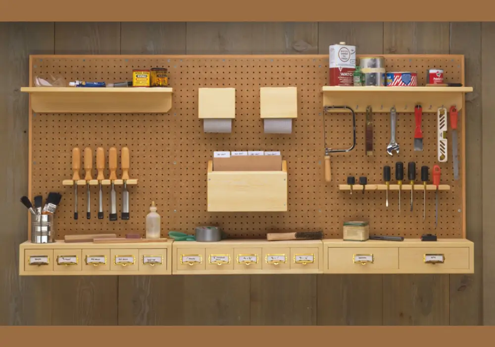 Garage Pegboard Shelf Combo