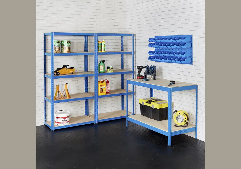 Garage Shelving with Built-in Workbench